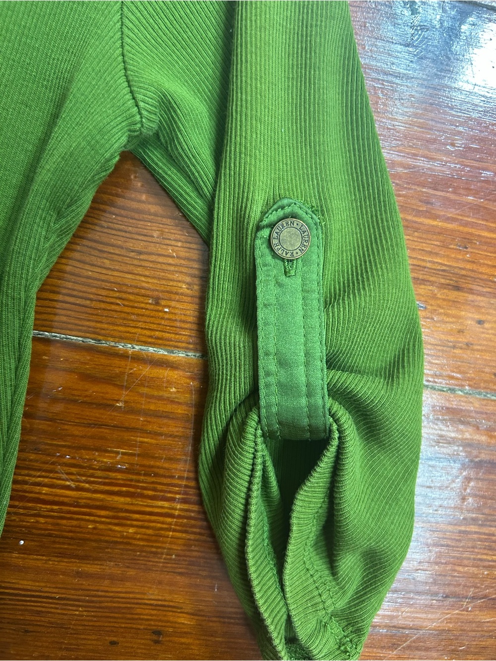 Lauren Ralph Lauren Green Henley Knit Dress Sz SP 3/4 Sleeve Fit & Flare👽 - Picture 9 of 12